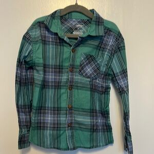 Sonoma Plaid Green Boys Button Down Shirt Size 5